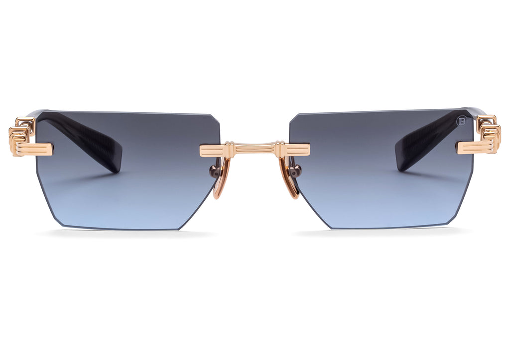 Balmain® Eyewear - Pierre Sunglasses White Gold & Crystal Grey with Dark Grey to Blue Lenses