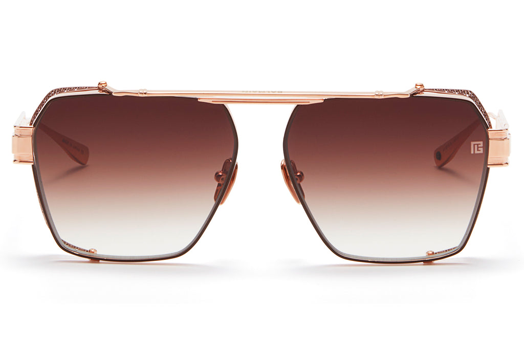 Balmain® Eyewear - Premier Sunglasses Rose Gold & Brown Enamel with Dark Chocolate Brown to Clear 